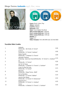 Diego Torres Andando Mp3, Flac, Wma