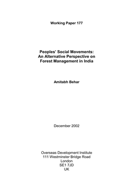 Peoples' Social Movements: an Alternative Perspective on Forest