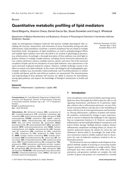 Quantitative Metabolic Profiling of Lipid Mediators