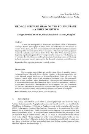 George Bernard Shaw on the Polish Stage – a Brief Overview