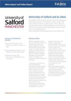 University of Salford and Ex Libris