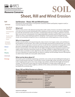 Sheet, Rill and Wind Erosion