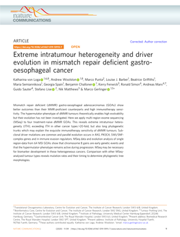 Extreme Intratumour Heterogeneity and Driver Evolution in Mismatch Repair Deﬁcient Gastro- Oesophageal Cancer