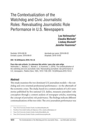 The Contextualization of the Watchdog and Civic Journalistic Roles: Reevaluating Journalistic Role Performance in U.S