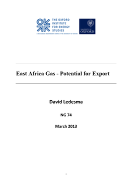 East Africa Gas - Potential for Export