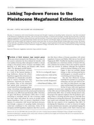 Linking Top-Down Forces to the Pleistocene Megafaunal Extinctions