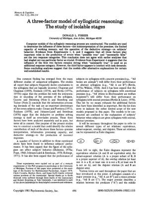 A Three-Factor Model of Syllogistic Reasoning: the Study of Isolable Stages