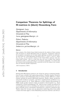 Comparison Theorems for Splittings of M-Matrices in (Block) Hessenberg