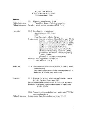 FY 2009 Final Addenda ICD-9-CM Volume 3, Procedures Effective October 1, 2008