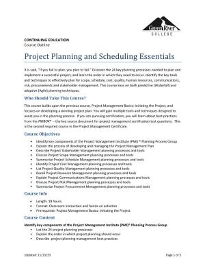 Project Planning and Scheduling Essentials