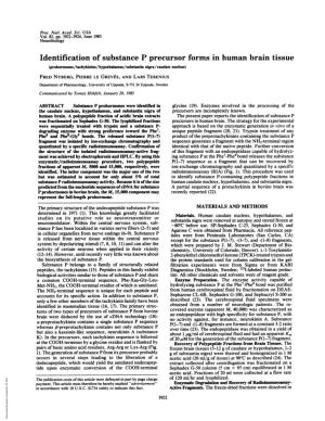 Identification of Substance P Precursor Forms in Human Brain Tissue