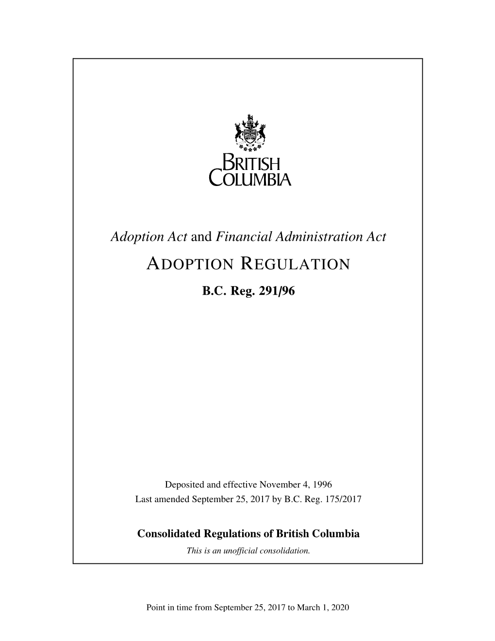 Adoption Regulation B.C