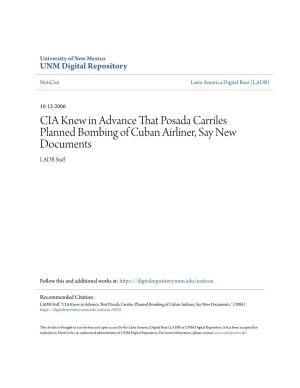 CIA Knew in Advance That Posada Carriles Planned Bombing of Cuban Airliner, Say New Documents LADB Staff