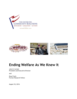 Ending Welfare As We Knew It