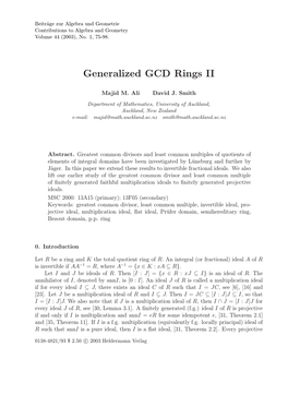 Generalized GCD Rings II