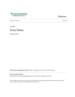 Front Matter Elephant Editors