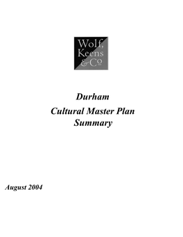 Durham Cultural Master Plan