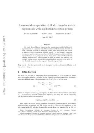 Incremental Computation of Block Triangular Matrix Exponentials With