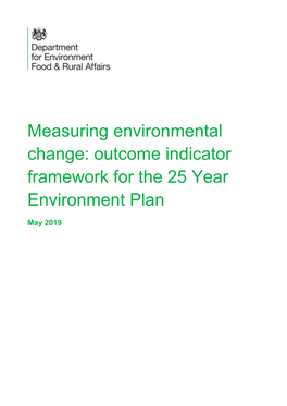 Outcome Indicator Framework for the 25 Year Environment Plan