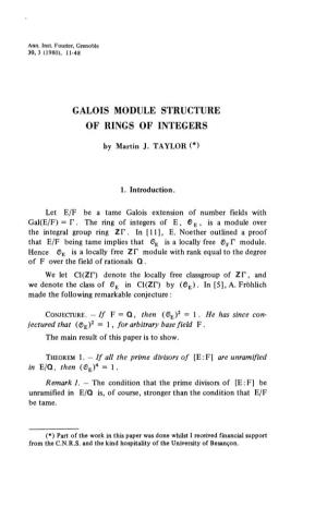 Galois Module Structure of Rings of Integers