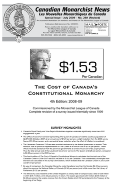 Canadian Monarchist News Les Nouvelles Monarchiques Du Canada Special Issue – July 2009 – No