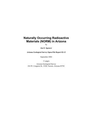 Naturally Occurring Radioactive Materials (NORM) in Arizona by Jon E