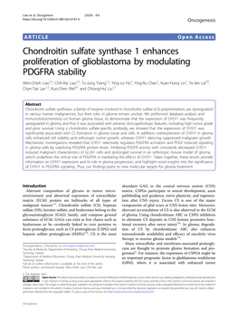 Chondroitin Sulfate Synthase 1 Enhances Proliferation Of