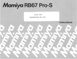 Mamiya RB67 Camera! Features