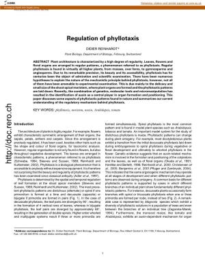 Regulation of Phyllotaxis