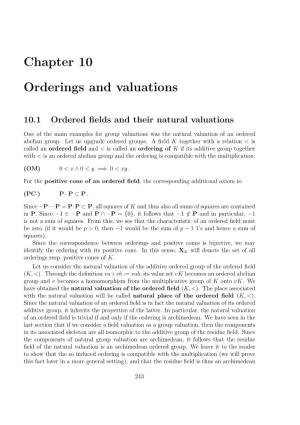 Chapter 10 Orderings and Valuations