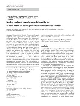 Marine Molluscs in Environmental Monitoring III
