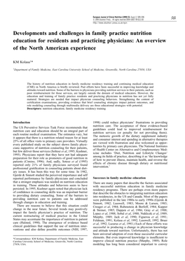 Developments and Challenges in Family Practice Nutrition Education for Residents and Practicing Physicians: an Overview of the North American Experience
