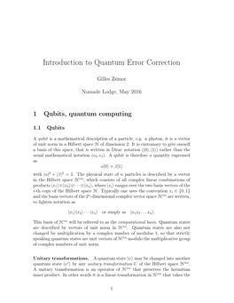 Introduction to Quantum Error Correction