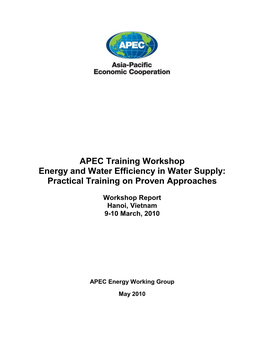 APEC Training Workshop on Energy and Water Efficiency