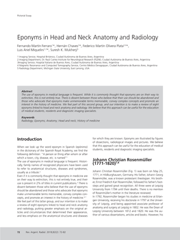 Eponyms in Head and Neck Anatomy and Radiology