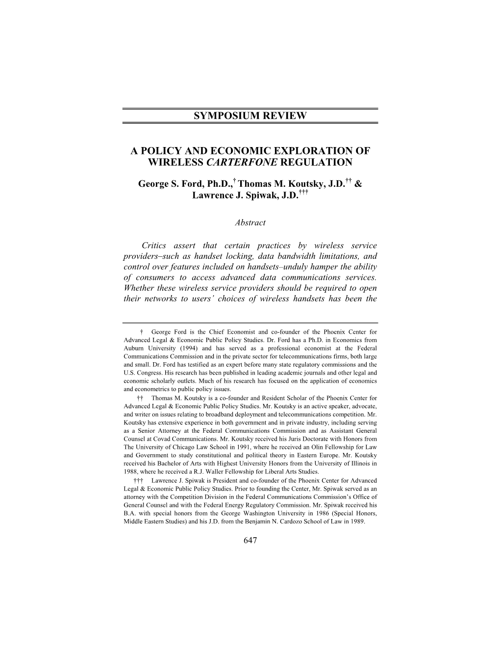 A Policy and Economic Exploration of Wireless Carterfone Regulation