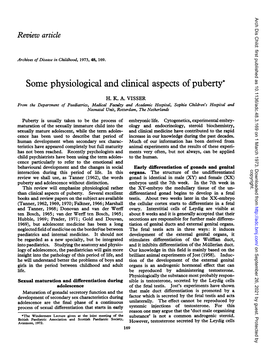 Some Physiological and Clinical Aspects of Puberty* H