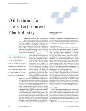 CGI Training for the Entertainment Film Industry