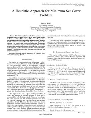 A Heuristic Approach for Minimum Set Cover Problem