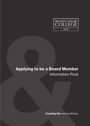 Applying to Be a Board Member Information Pack
