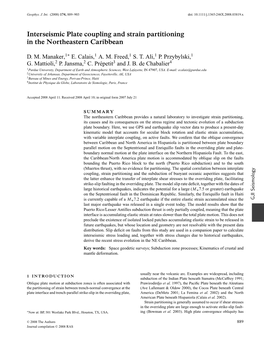 Interseismic Plate Coupling and Strain Partitioning in the Northeastern Caribbean