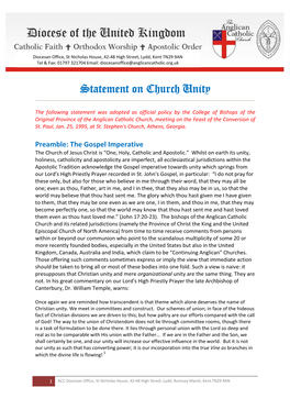 Statement on Church Unity