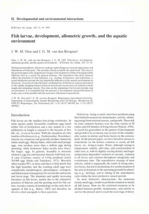 Fish Larvae, Development, Allometric Growth, and the Aquatic Environment