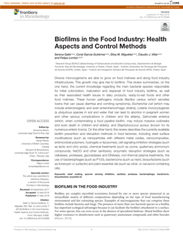 Biofilms in the Food Industry: Health Aspects and Control Methods