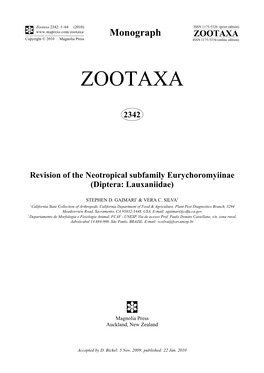 Zootaxa, Revision of the Neotropical Subfamily