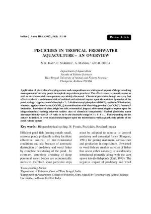 Piscicides in Tropical Freshwater Aquaculture – an Overview