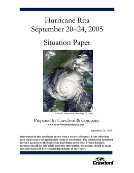 Hurricane Rita September 20–24, 2005 Situation Paper