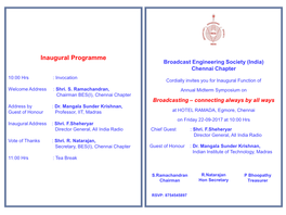 Inaugural Programme