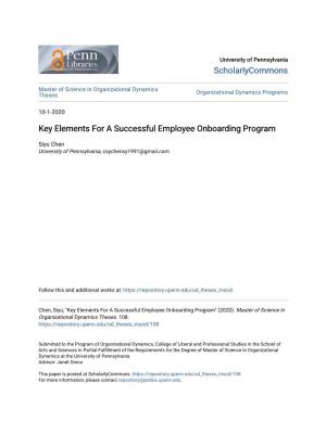 Key Elements for a Successful Employee Onboarding Program