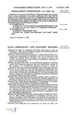 CONCURRENT RESOLUTIONS—OCT. 6, 1988 102 STAT. 4909 ENROLLMENT CORRECTIONS—H.J. RES. 602 [S^N^R^Us] HAITI—DEMOCRATIC and EC